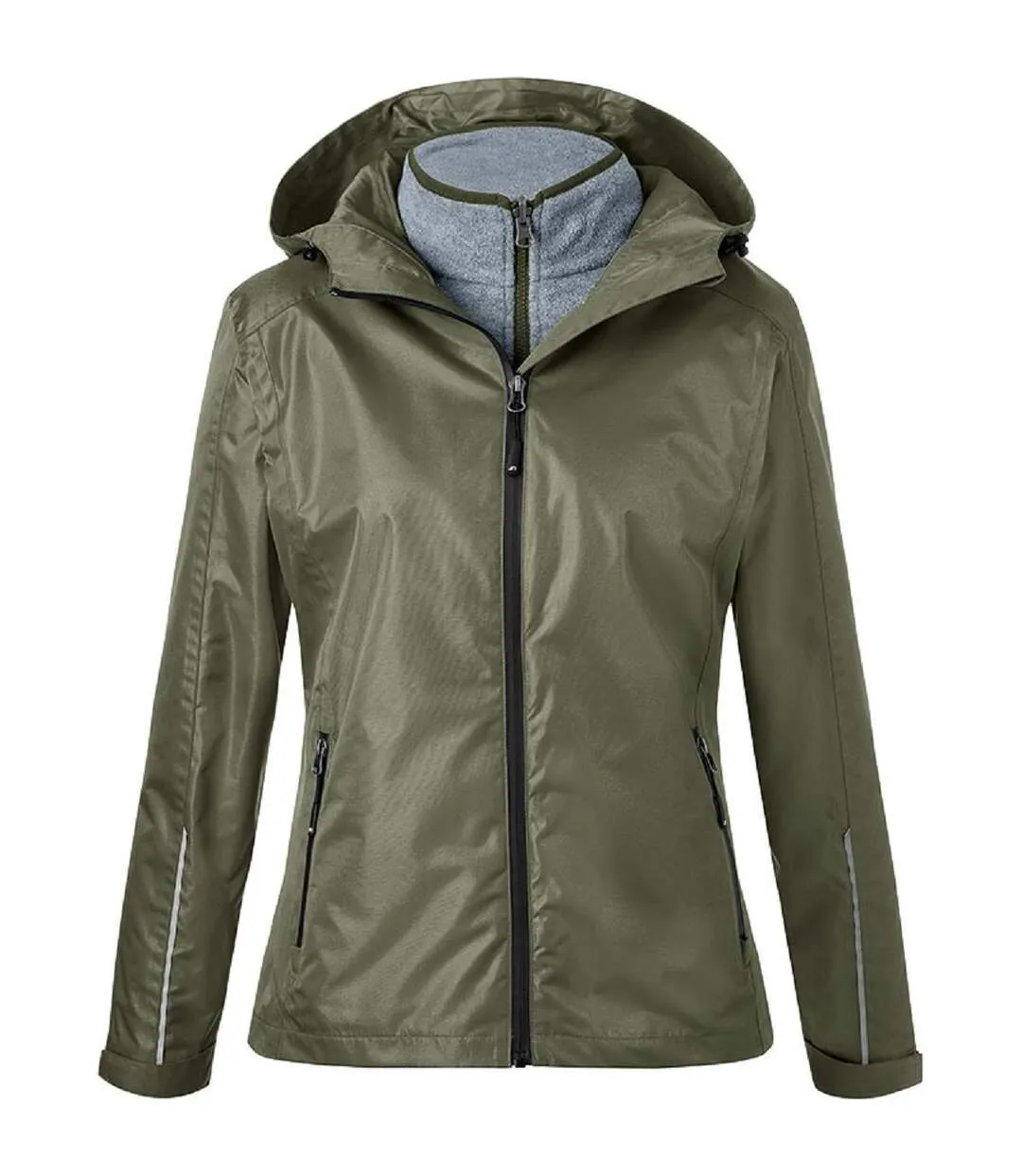 3-in-1 versatile jacket for women in olive green - Style JN1153