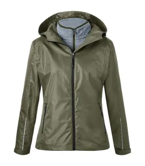 3-in-1 versatile jacket for women in olive green - Style JN1153