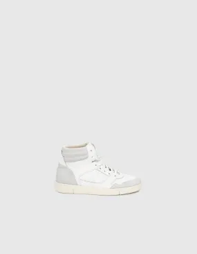 Baskets blanches montantes en mix cuir suédé femme