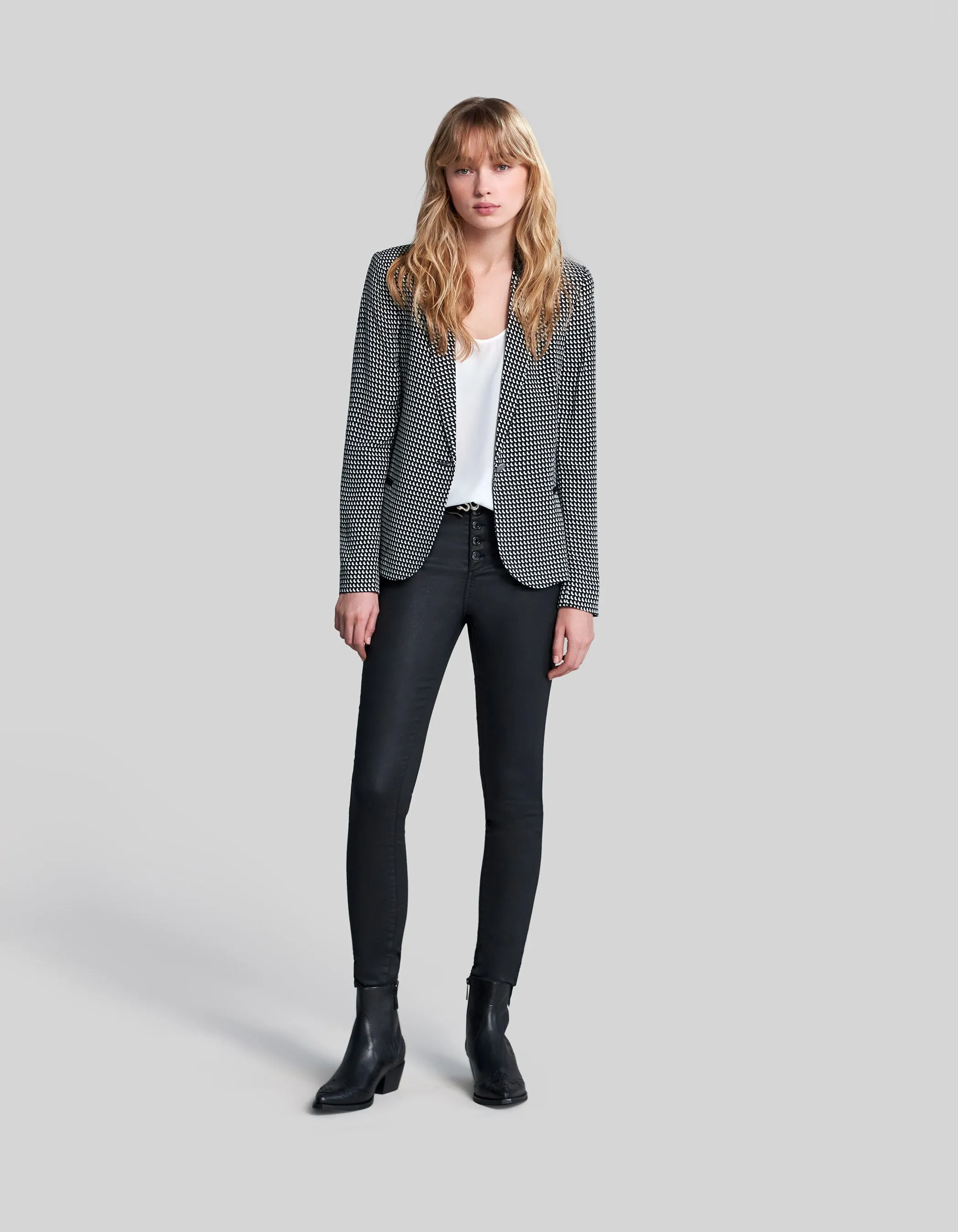 Black LENZING ECOVERO Graphic Women's Suit Jacket