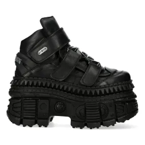 Chaussures Plateformes New Rock Tank en Cuir Noir