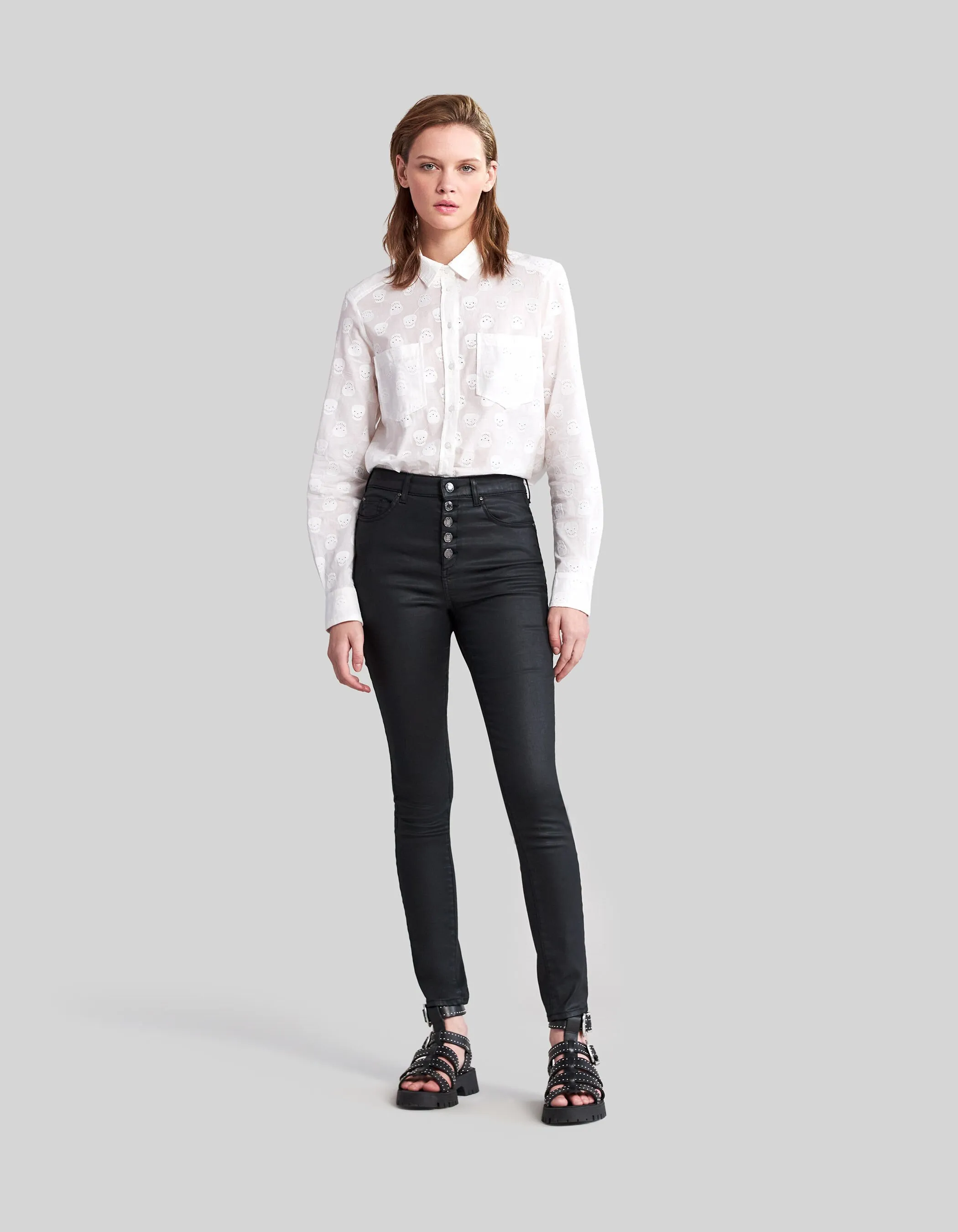 White Broken Skull Embroidered Women's Shirt