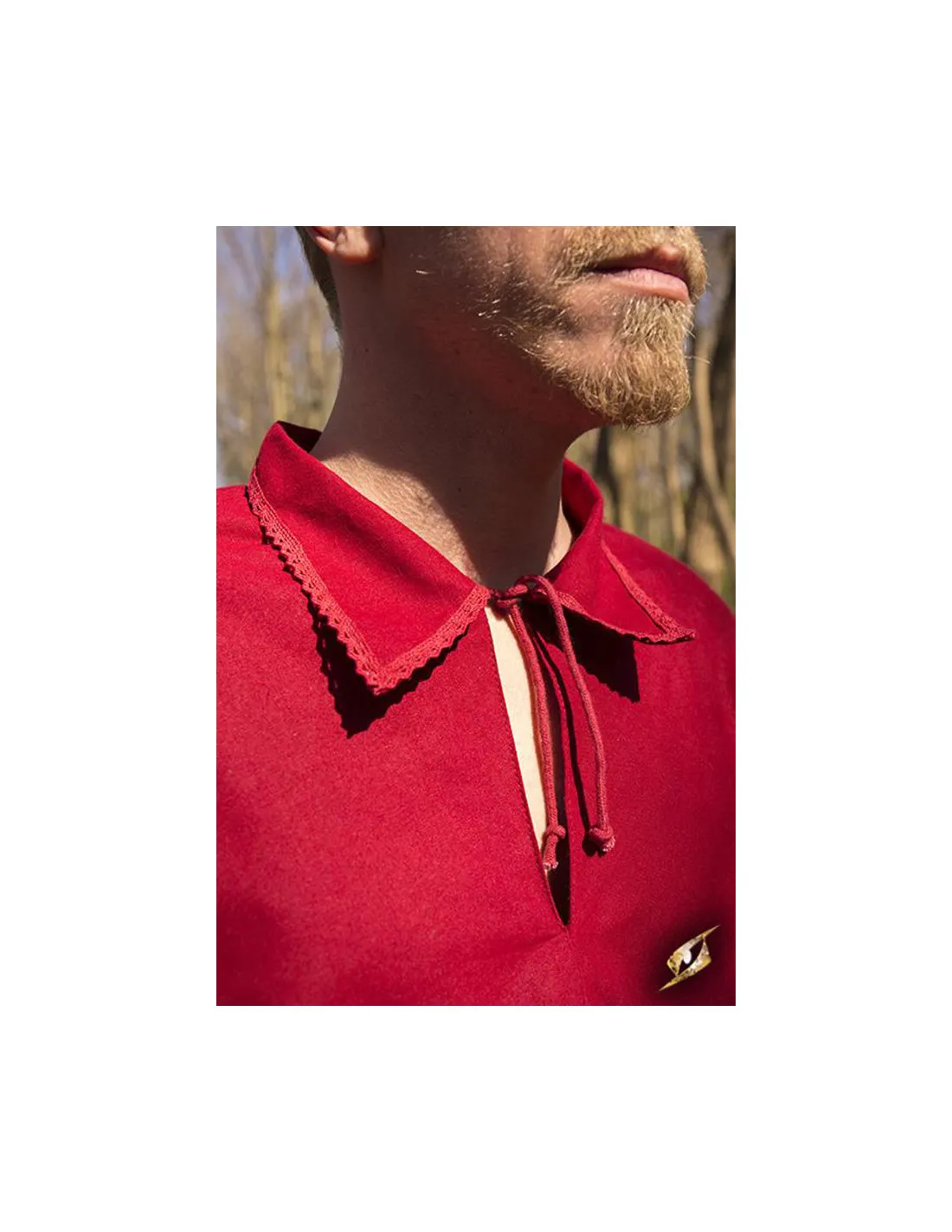 Chemise en coton Renaissance Aramis, rouge foncé ⚔️ Boutique Épées
