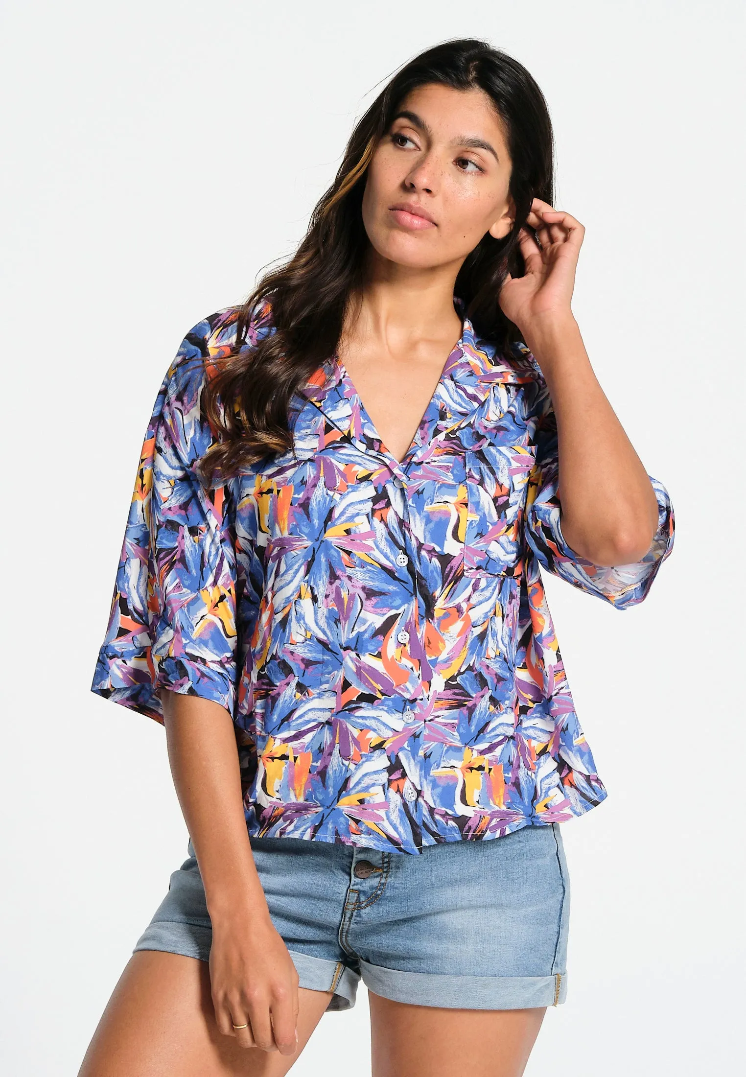 Chemise femme manches tombantes courtes