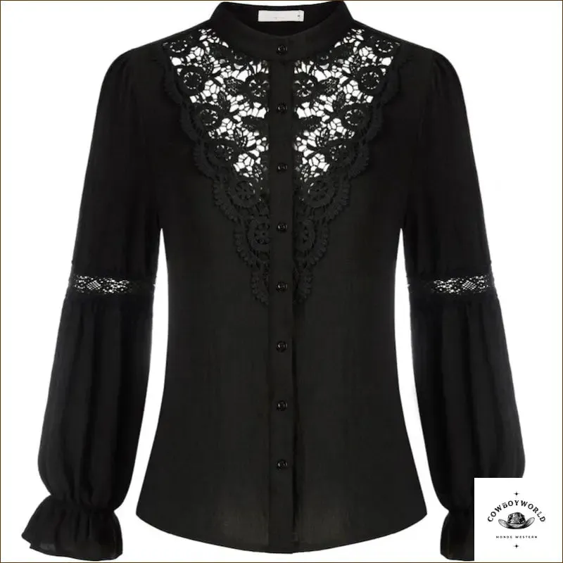 Chemise Femme Sans Col Style Cowboy