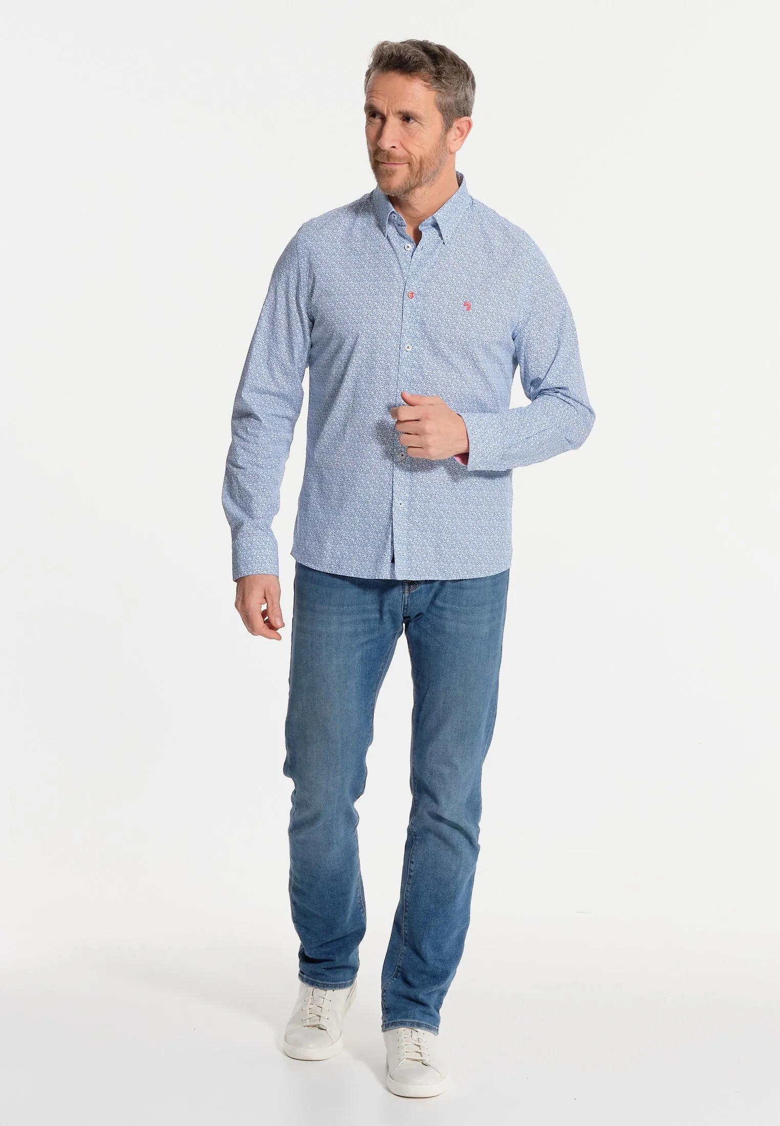 Chemise homme bleue et micro-imprimés