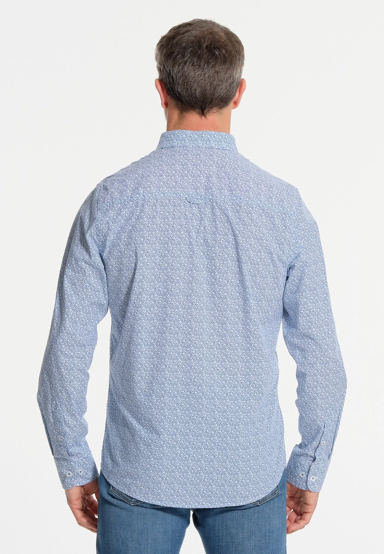 Chemise homme bleue et micro-imprimés