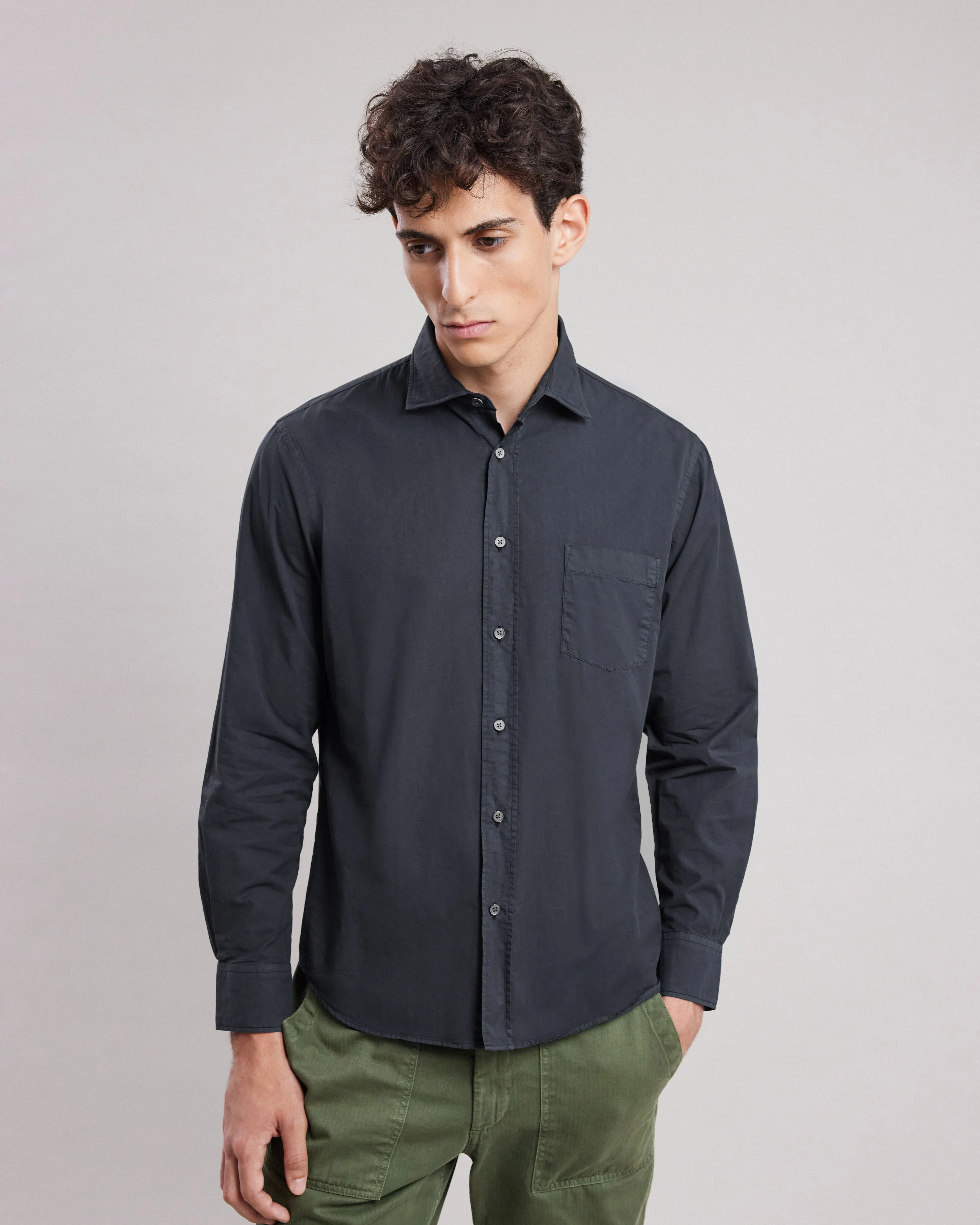 Chemise Homme en gabardine de coton Carbone Paul