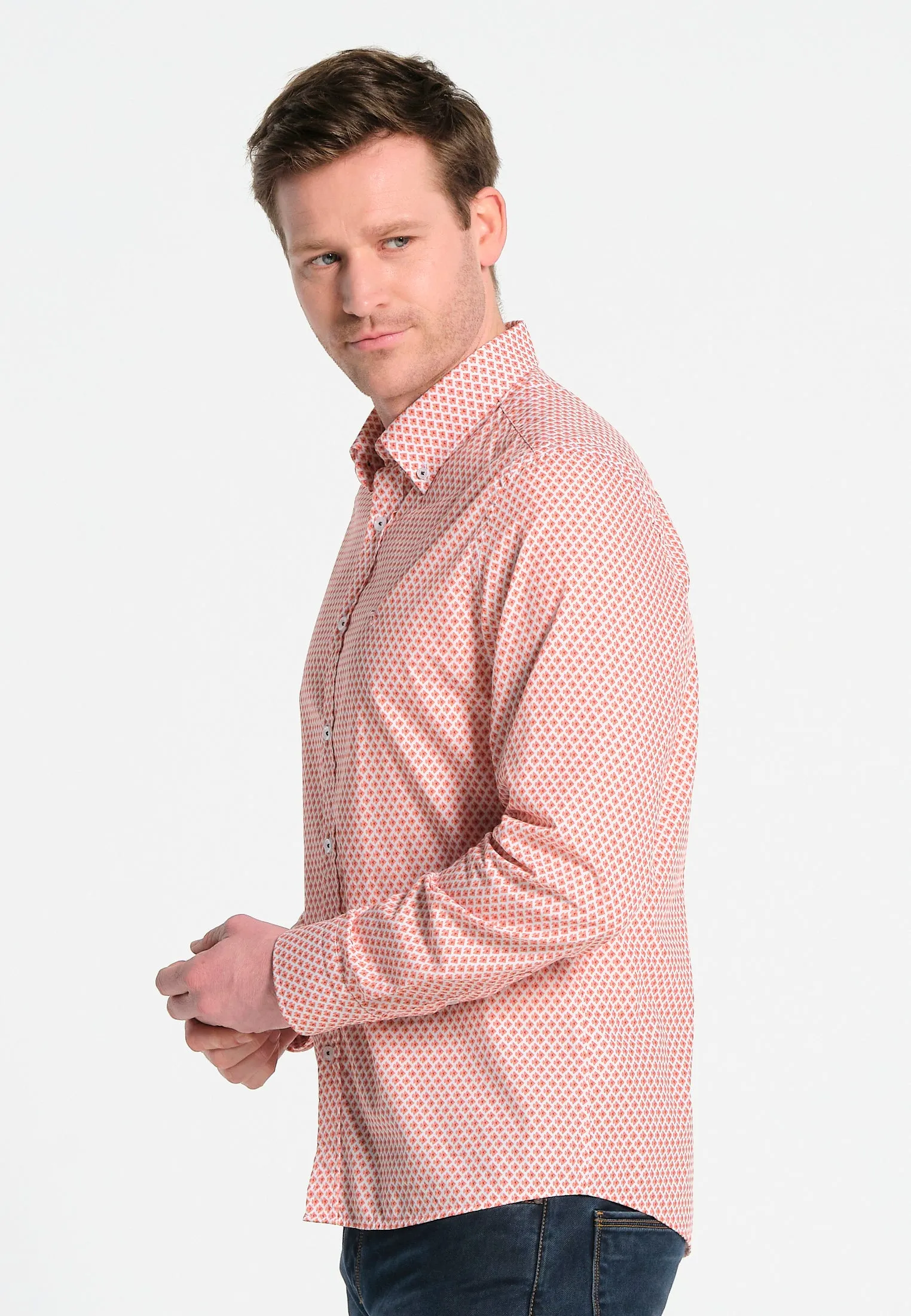 Chemise homme, imprimé poissons rouge