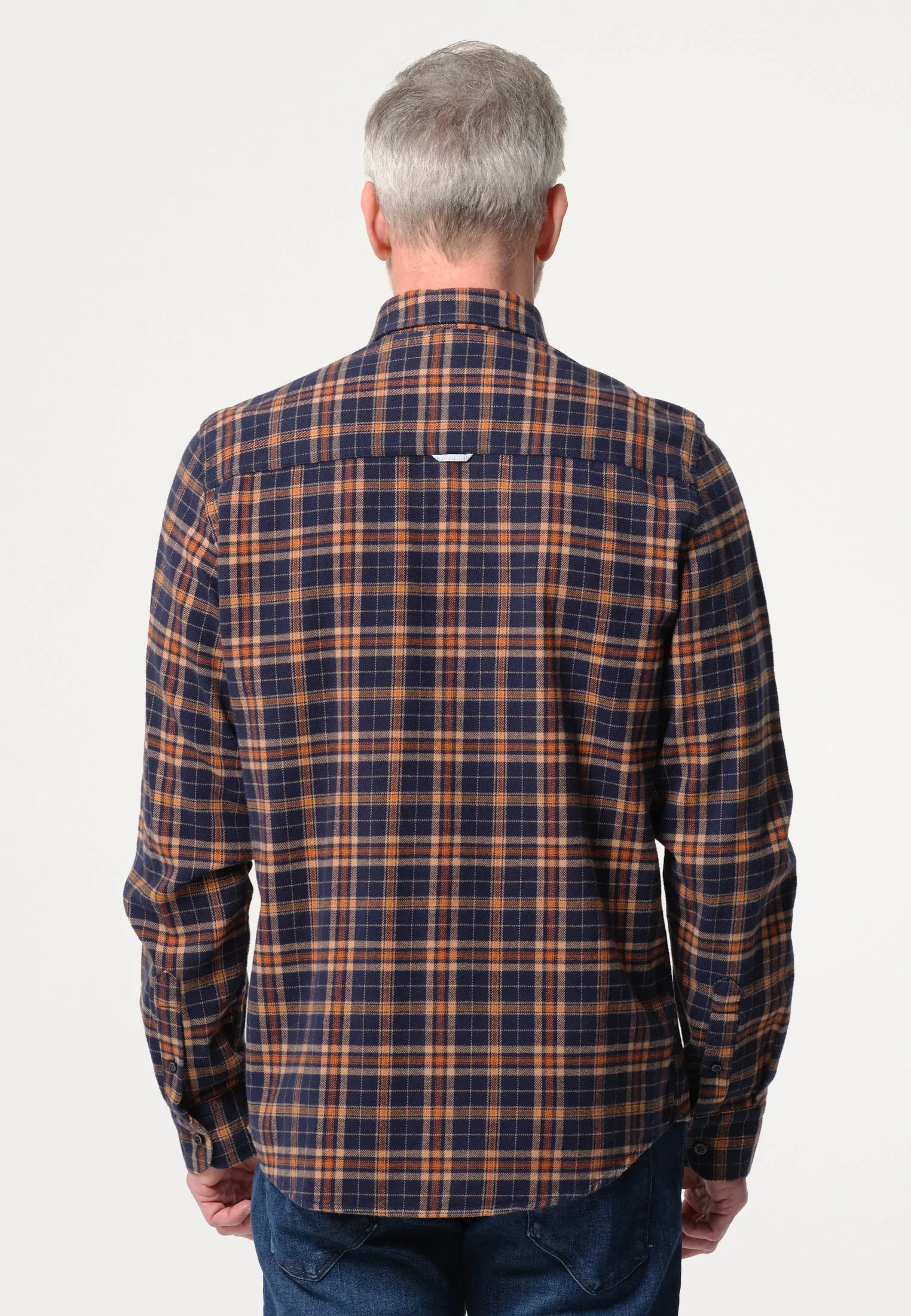 Chemise homme quadrillée brun et bleu