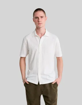 White Slim Fit Men's Striped Mesh Shirt