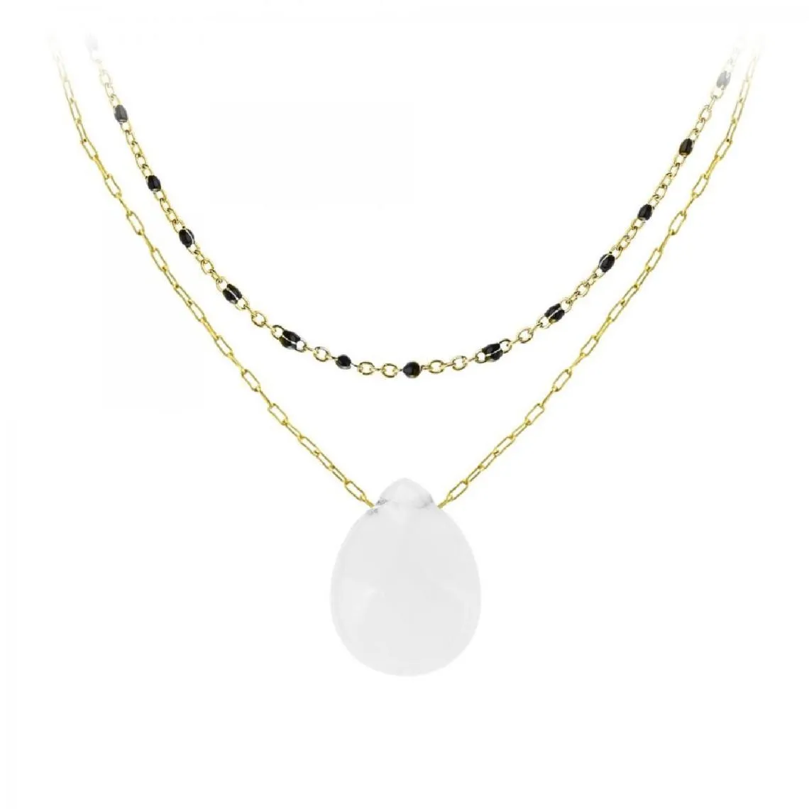 Collier femme B2394-NOIR+B2498-BLANC - Angèle M  | 3 Suisses