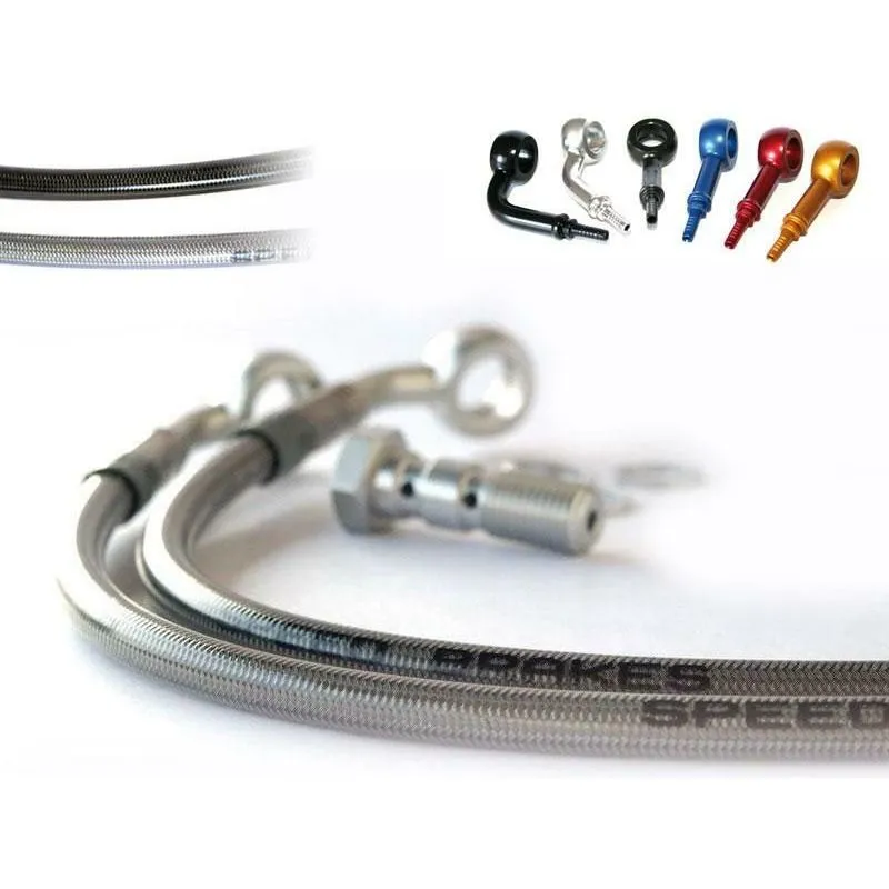 Durite de frein arrière d'aviation SPEEDBRAKES inox/raccord rouge Yamaha V-MAX 1200