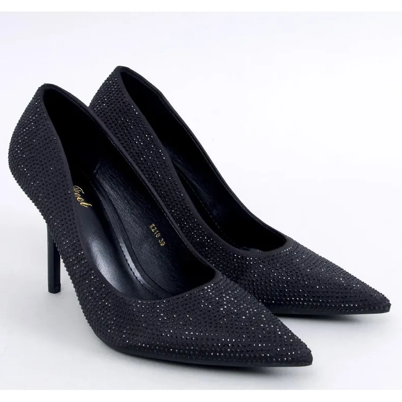 Escarpins femme Paulis Black avec zircons cubiques le noir