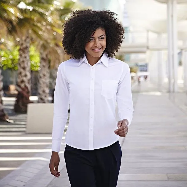 Fruit of the Loom Women's Long-Sleeve Poplin Chemise Shirt