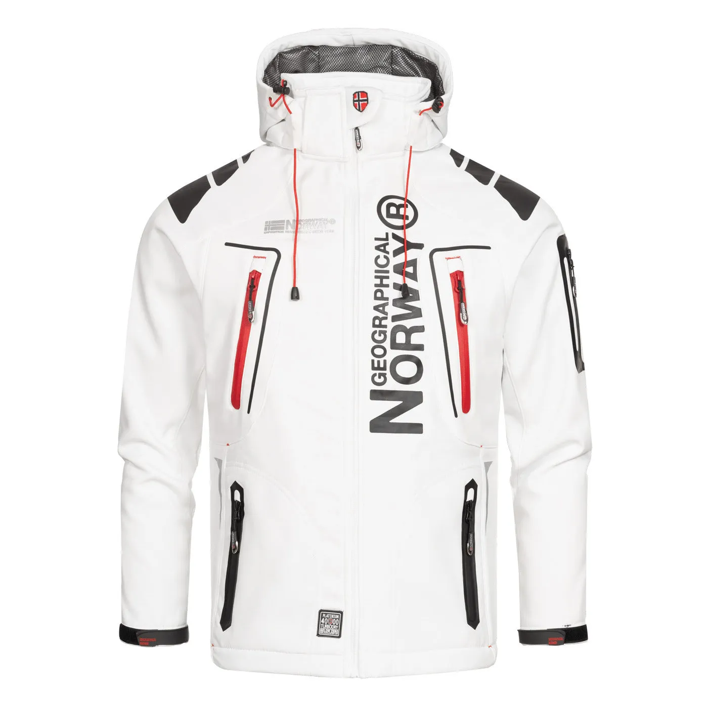 Geographical Norway Techno Homme - Veste Softshell iconique Blanc Rouge