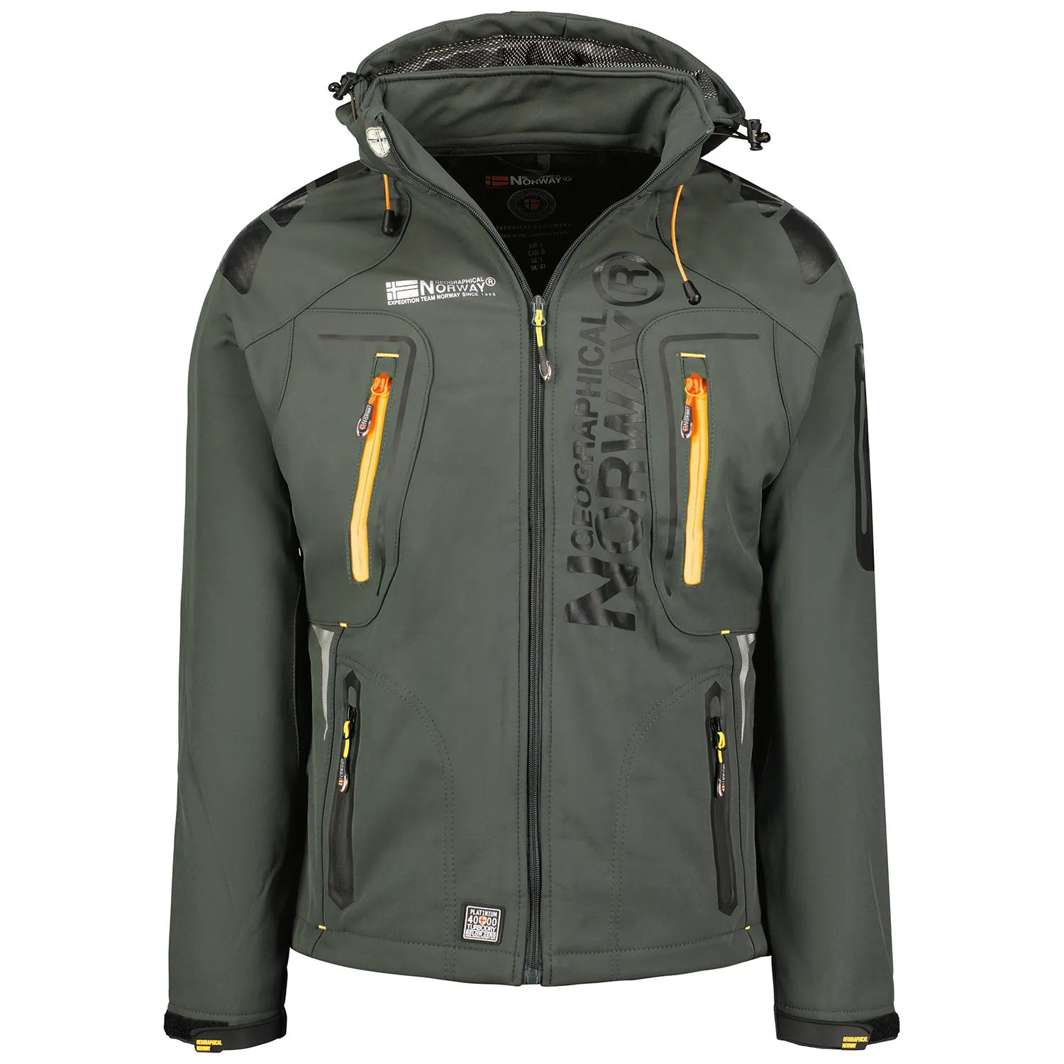 Geographical Norway Techno Homme - Veste Softshell iconique Gris Foncé Orange