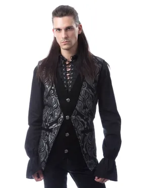 Gothic Victorian Men's Vest by POIZEN INDUSTRIES, 'Kaden', Grey and Black