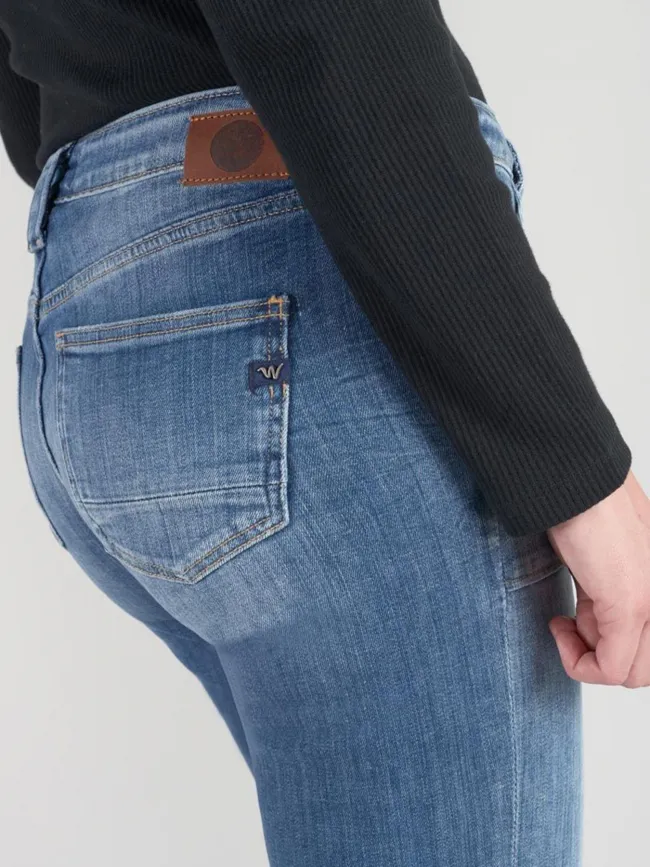 Jean flare ceinture bleu femme - Le Temps Des Cerises | wimod