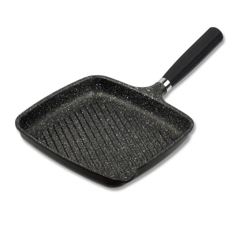 JULIENNE GRANIT Poêle à griller 26x35 Fonte Aluminium  aspect pierre Manche amovible INDUCTION
