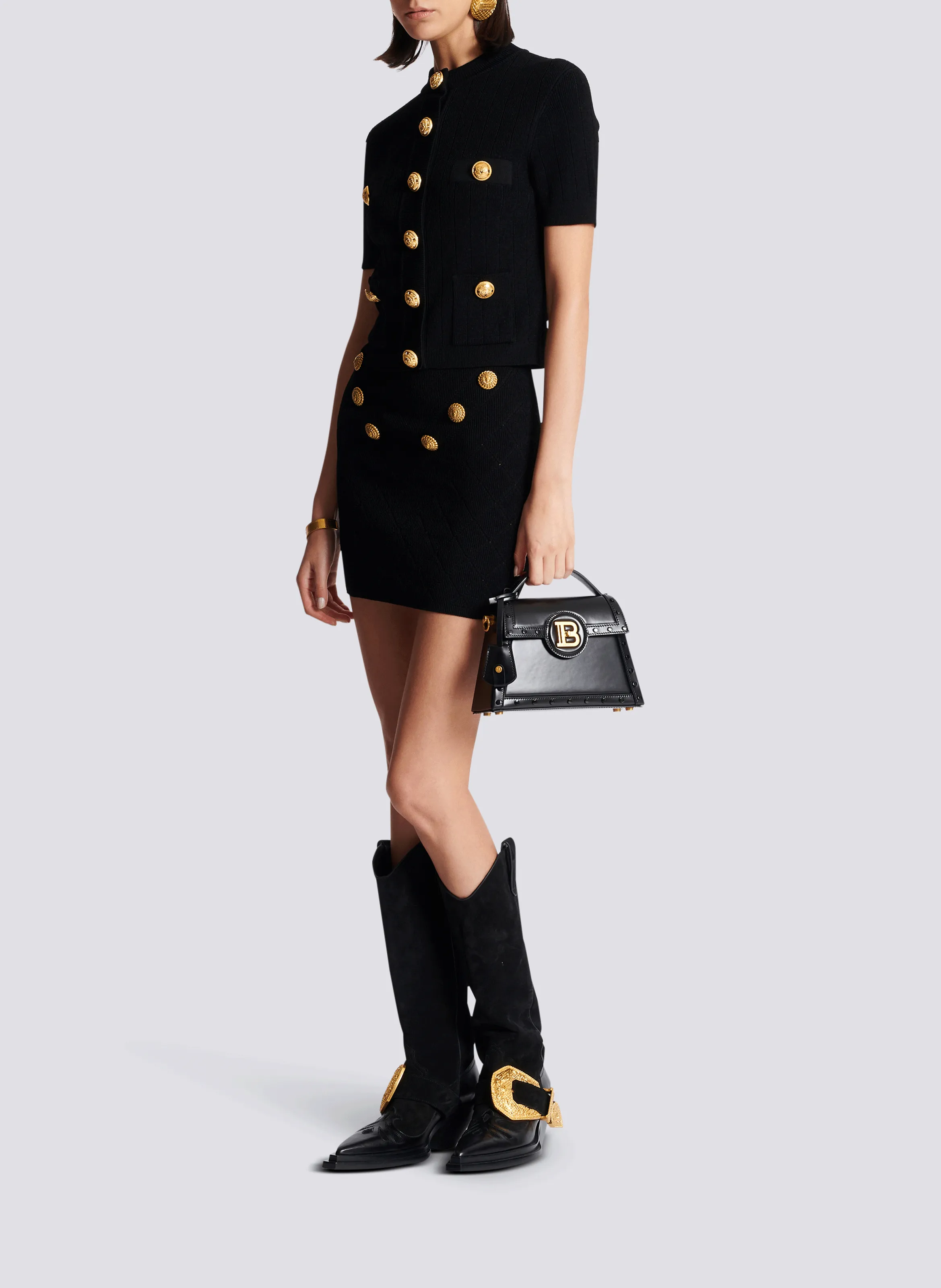 JUPE 6 BOUTONS EN MAILLE - BALMAIN pour FEMME | Printemps