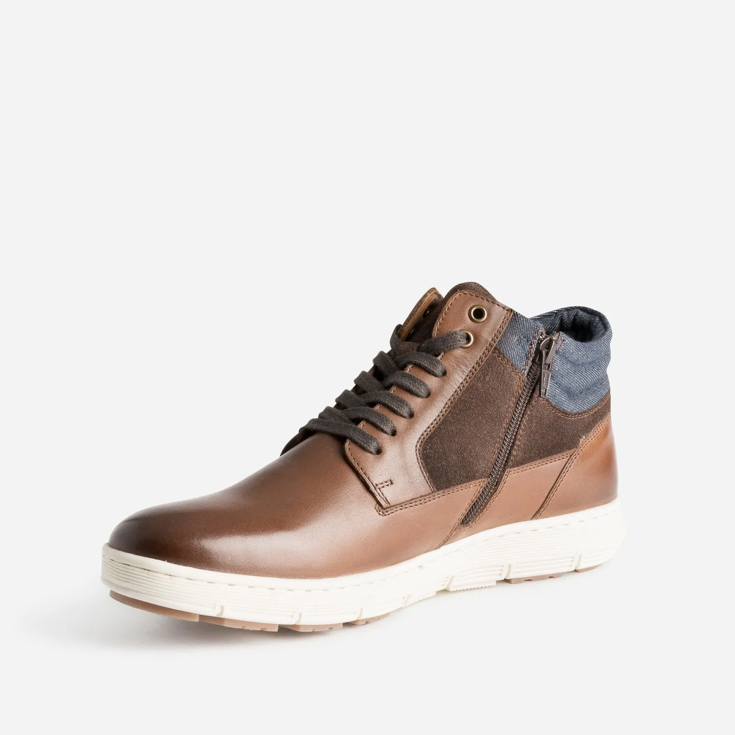 Leather and Navy Textile Sneakers for Men by ERAM