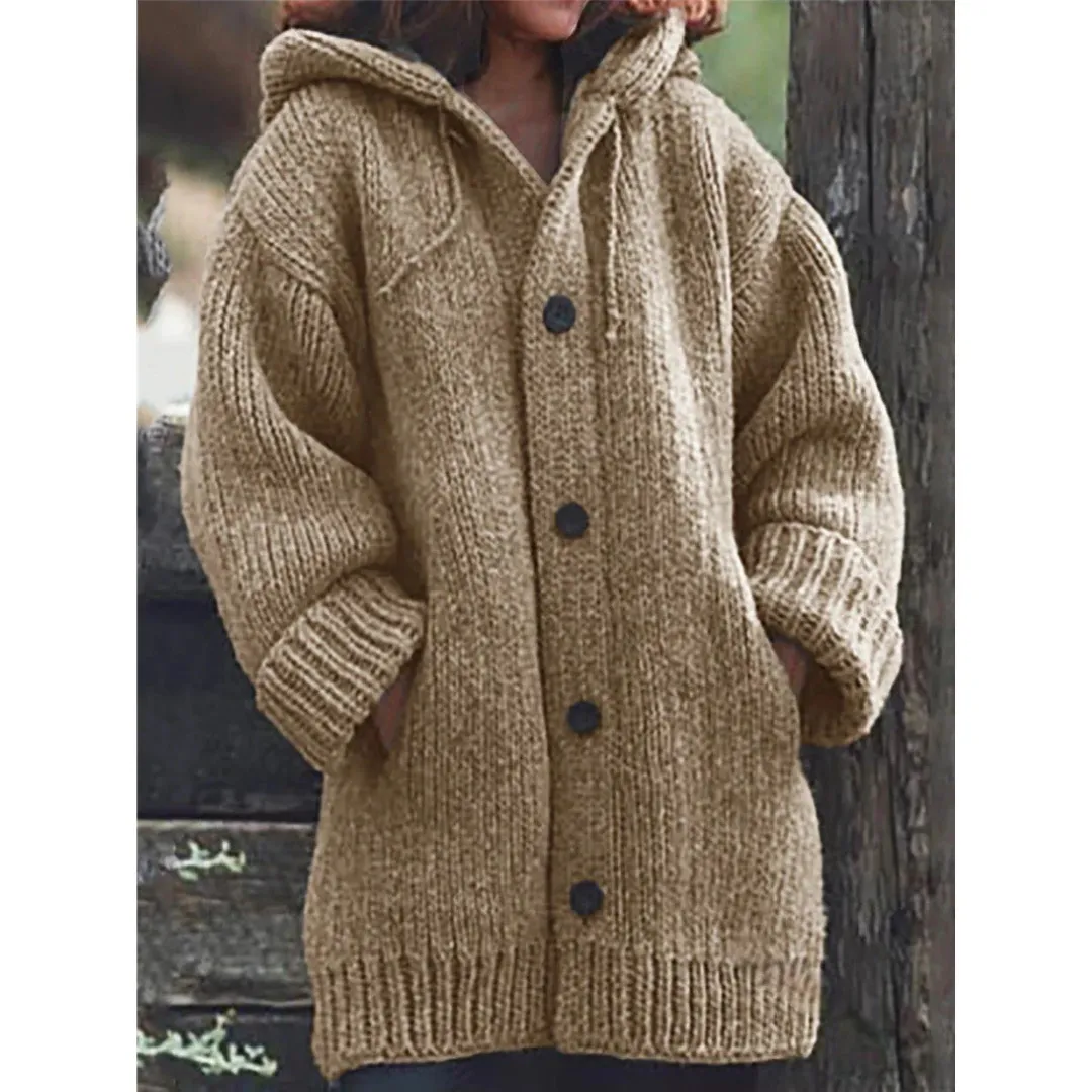 Leza | Cardigan Long Avec Capuche Femme | Chaud