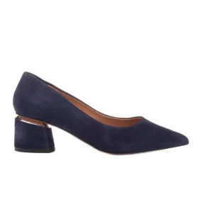 Marco Shoes Escarpins en daim naturel avec détail argenté au talon bleu