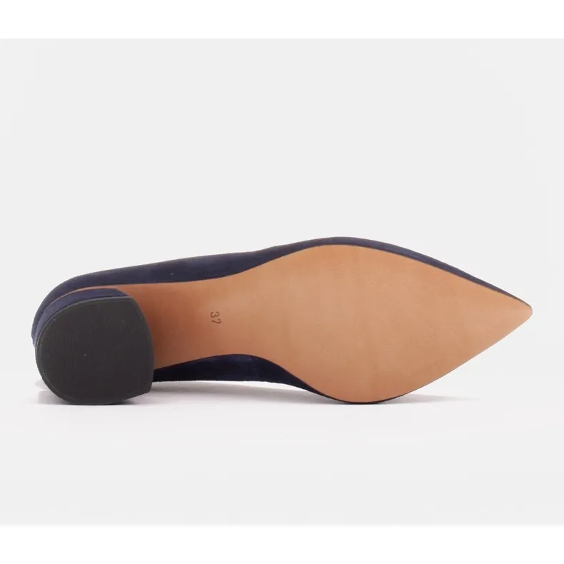 Marco Shoes Escarpins en daim naturel avec détail argenté au talon bleu