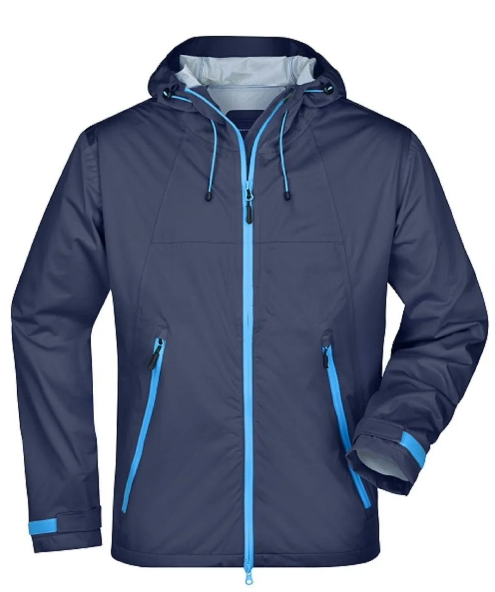 Men's Hooded Softshell Jacket - JN1098 - Navy Blue and Cobalt