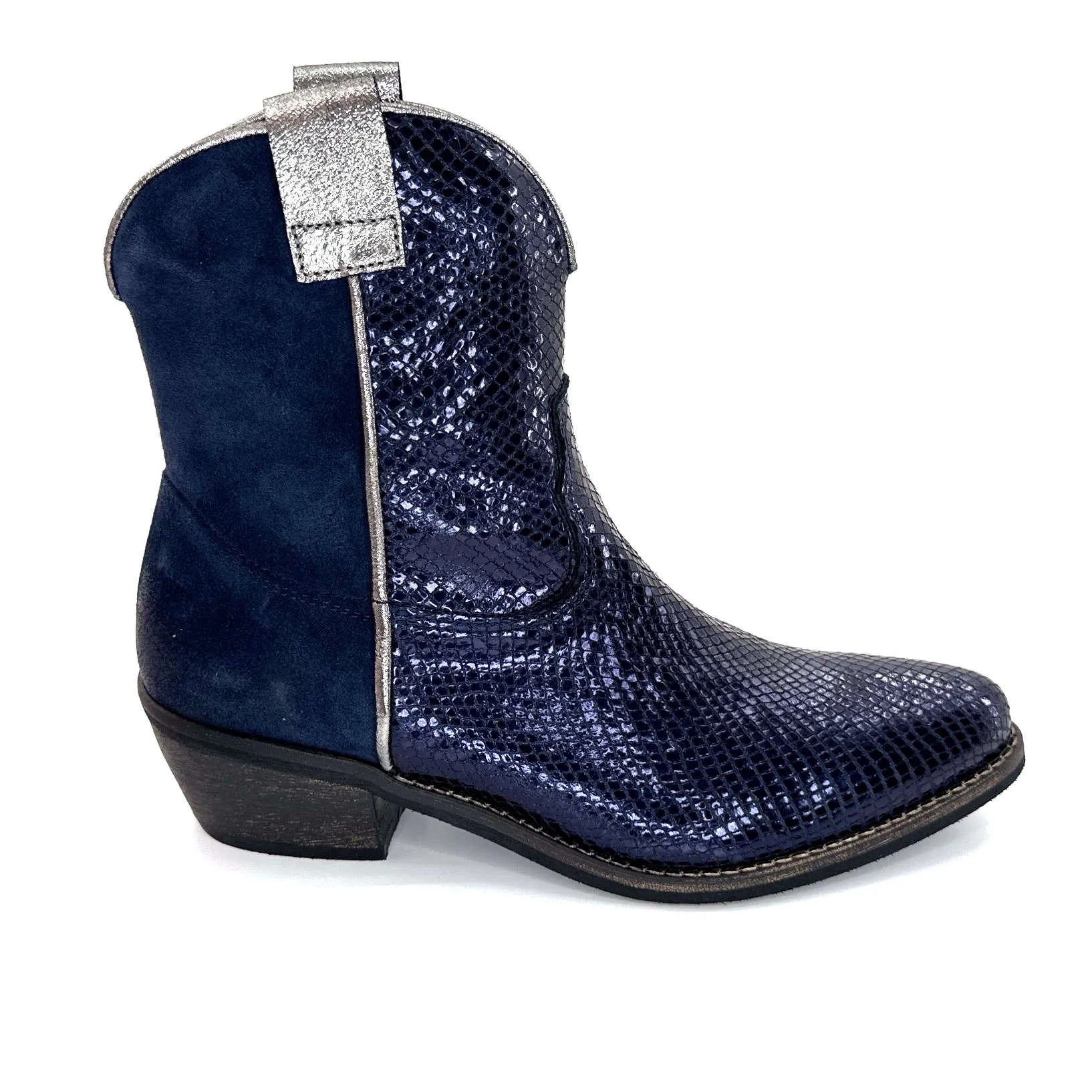 Minka Heidie Cuir Métal & Daim Marine