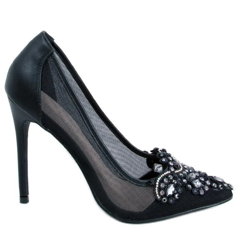 PA1 Escarpins pour femmes avec pierres Monroe Black le noir