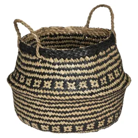 Panier seagrass pliant frisé noir | 3 Suisses
