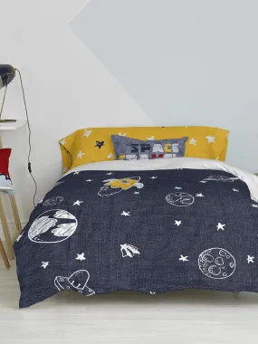Parure housse de couette 2 pièces Starspace "Happyfriday" - Bleu