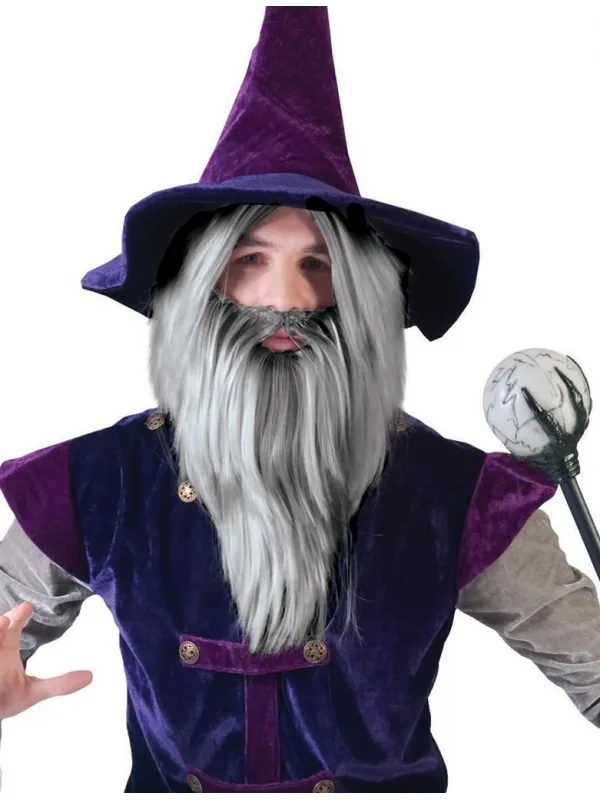 Perruque Magicien avec barbe blanche