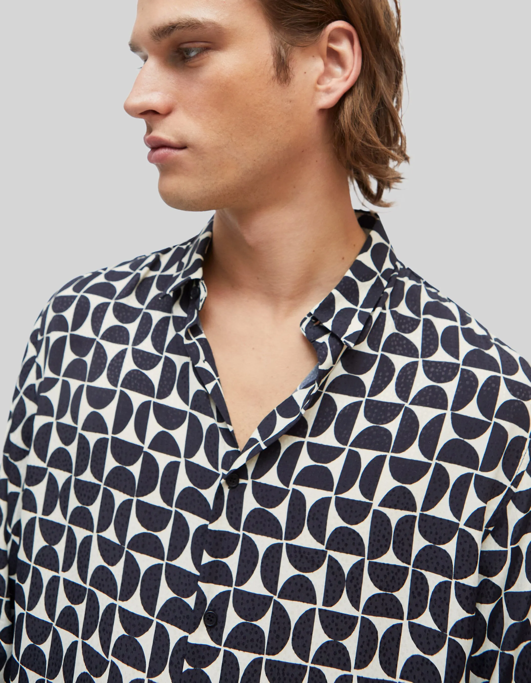 Pure Edition Mens Black Graphic Retro Motif Shirt