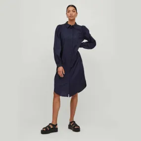 VILA Long Sleeve Knee-Length Cotton Shirt Dress for Women