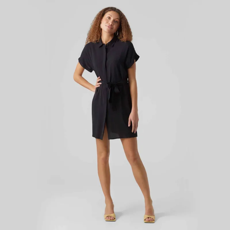 Women's VERO MODA short sleeve solid color shirt dress at discounted price!