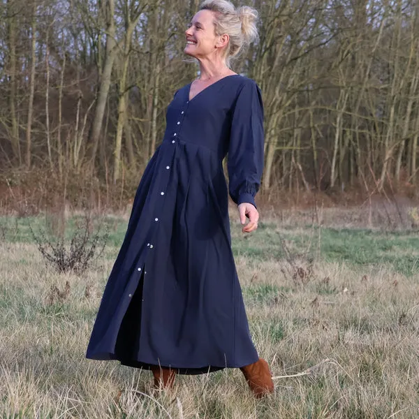 Robe Clémence -  viscose/lin bleu marine