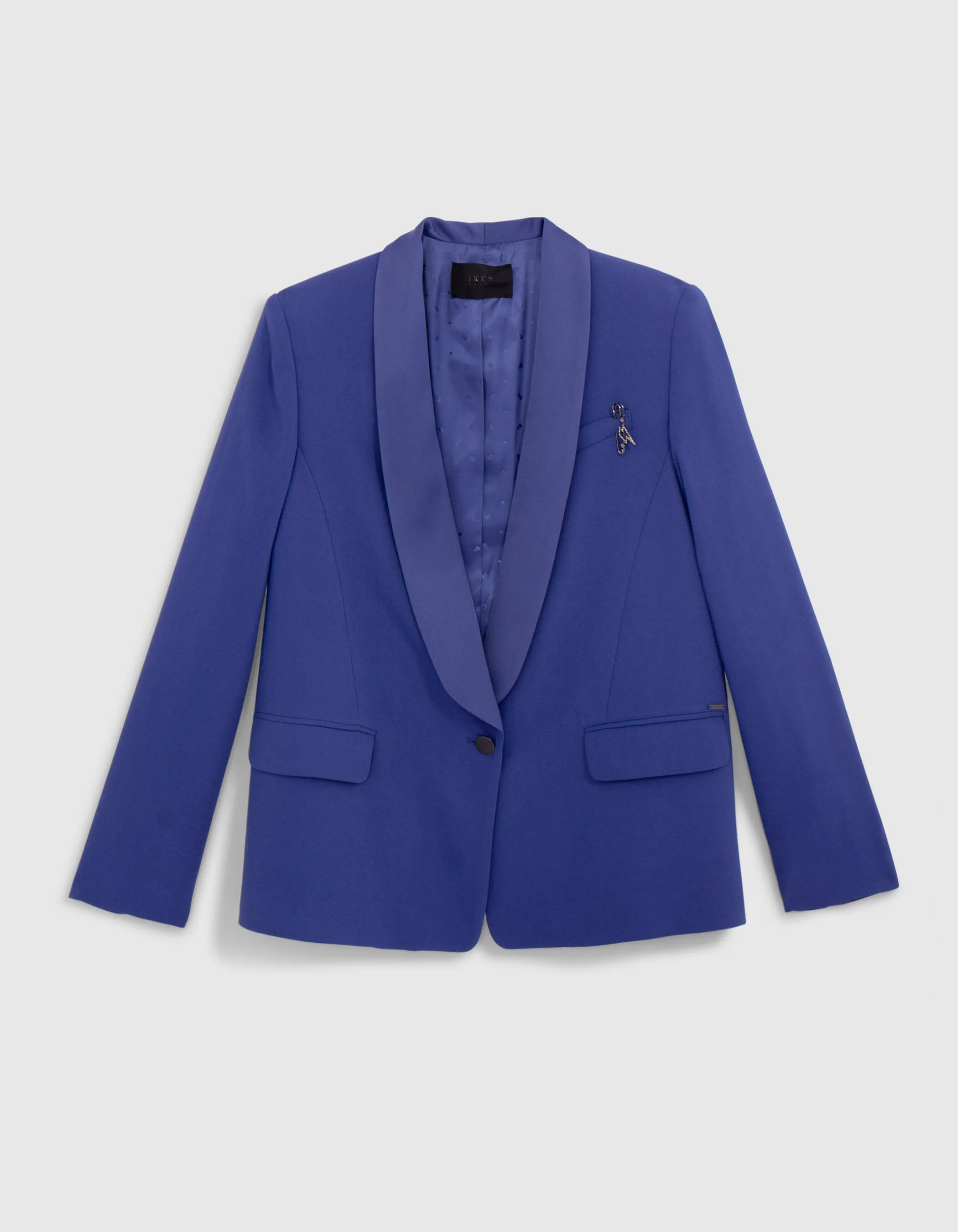 Royal Blue Oversized Shawl Collar Women's Suit Jacket