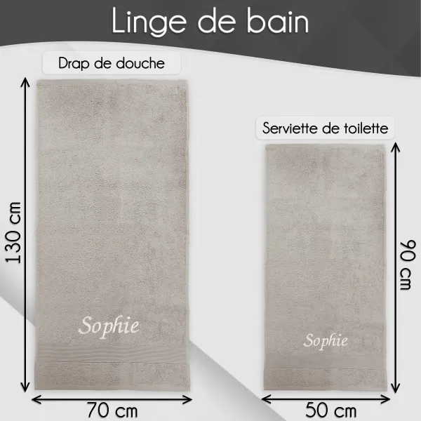Personalized Taupe Bath Towel - 450gsm