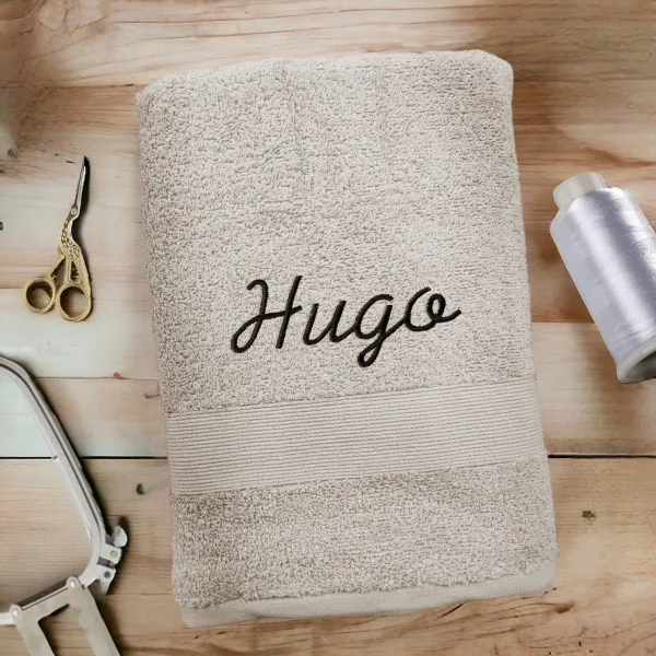 Personalized Taupe Bath Towel - 450gsm