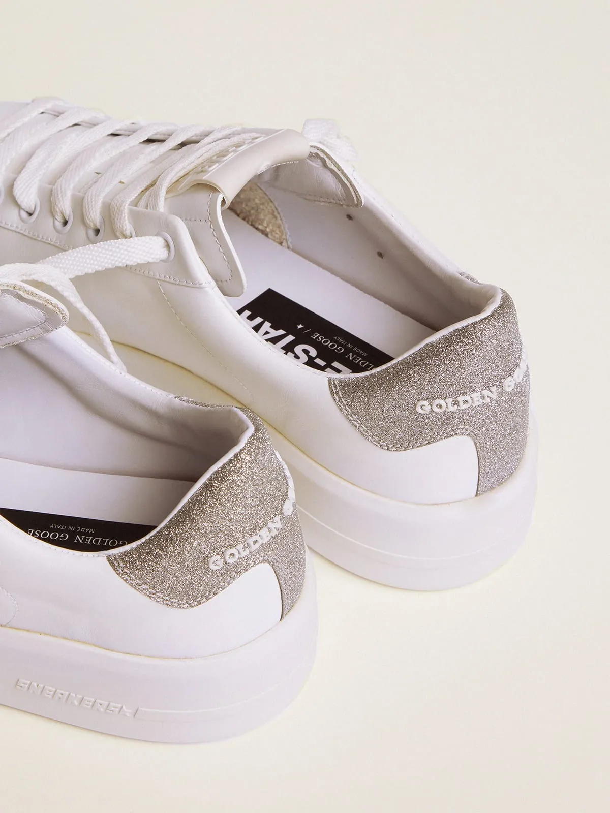 Sneakers Purestar avec contrefort à paillettes argentées | Golden Goose