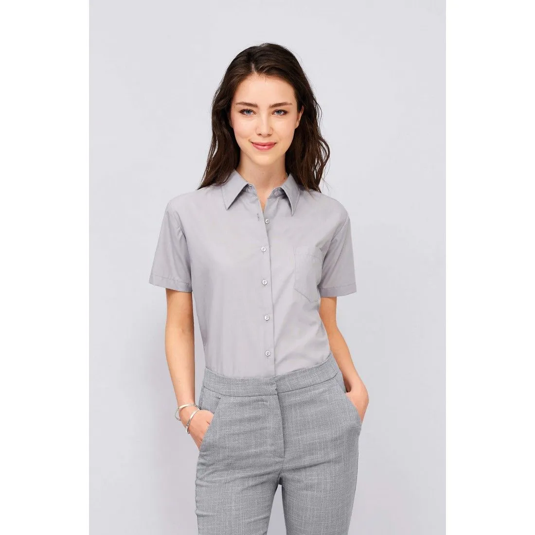 Solchemise Women's Short Sleeve Poplin Blouse ESCAPE