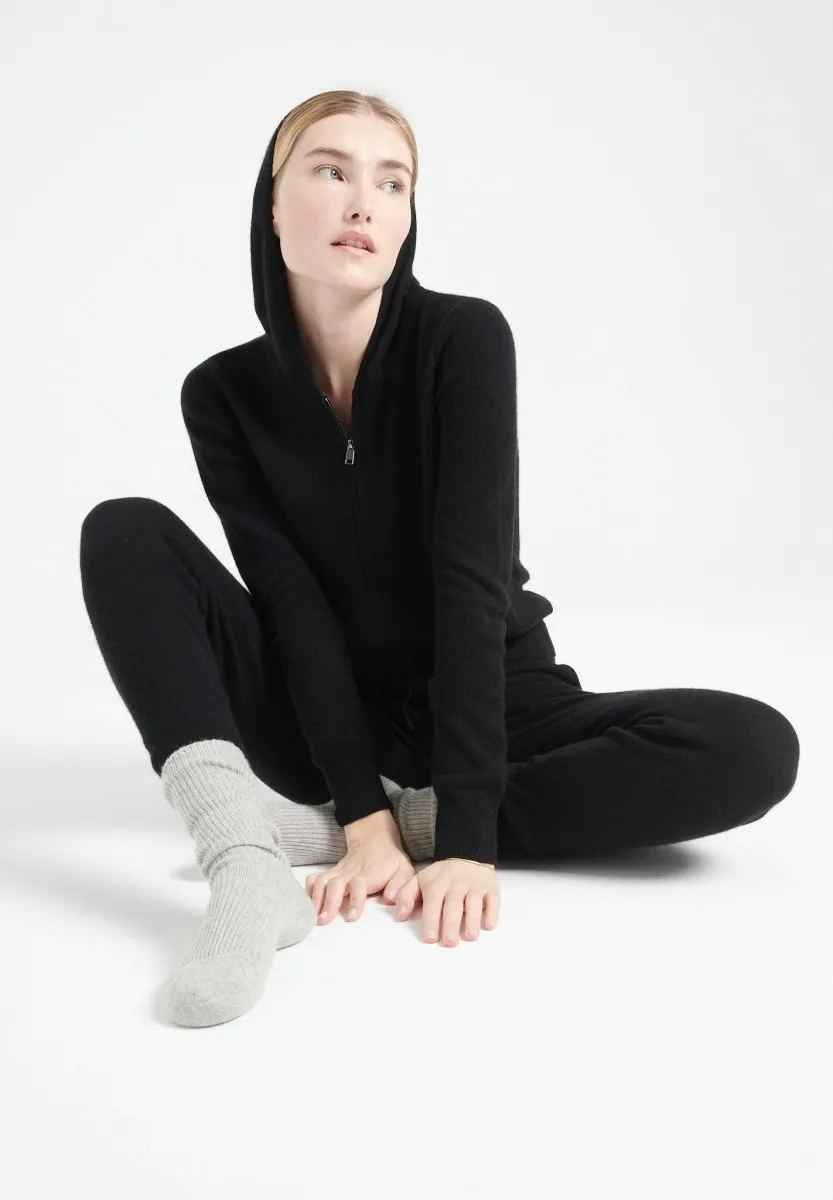 Sweat à capuche cachemire noir femme - LILLY 8