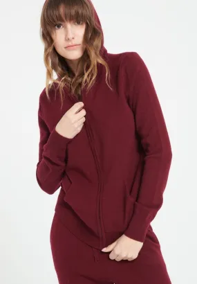 Sweat à capuche cachemire rouge bordeaux femme - LILLY 8