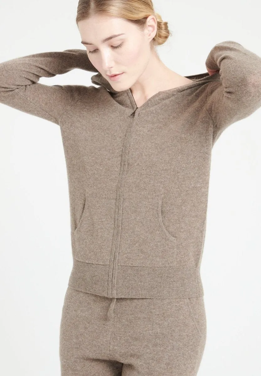Sweat à capuche cachemire taupe femme - LILLY 8