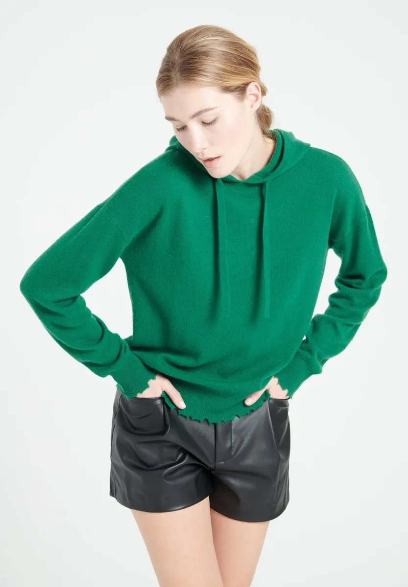 Sweat à capuche cachemire vert émeraude femme - MIA 16