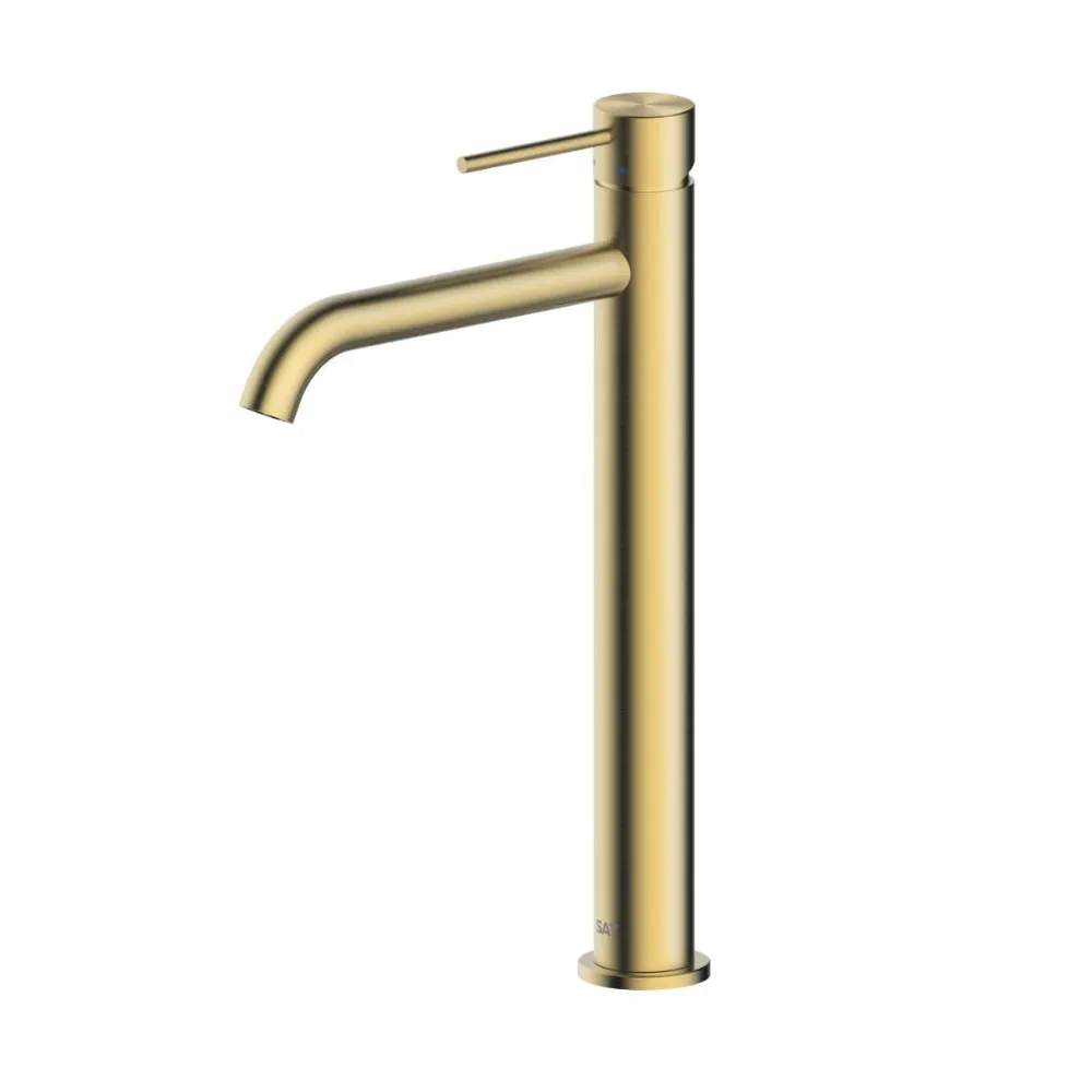 Swiss Aqua Technologies Aurum mitigeur lavabo haut 30,8 cm en acier inoxydable, à levier, sans vidage, or brossé (SATBAUR285BG)