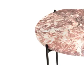 Table Basse Ronde En Marbre Et Pieds En Métal Noir D70 - Melba